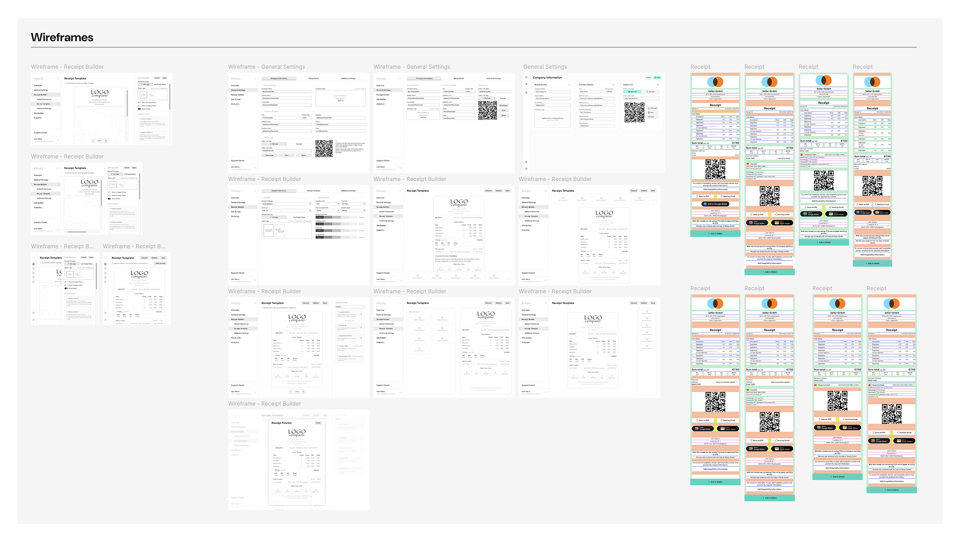Digital Receipt product design screens and user flows